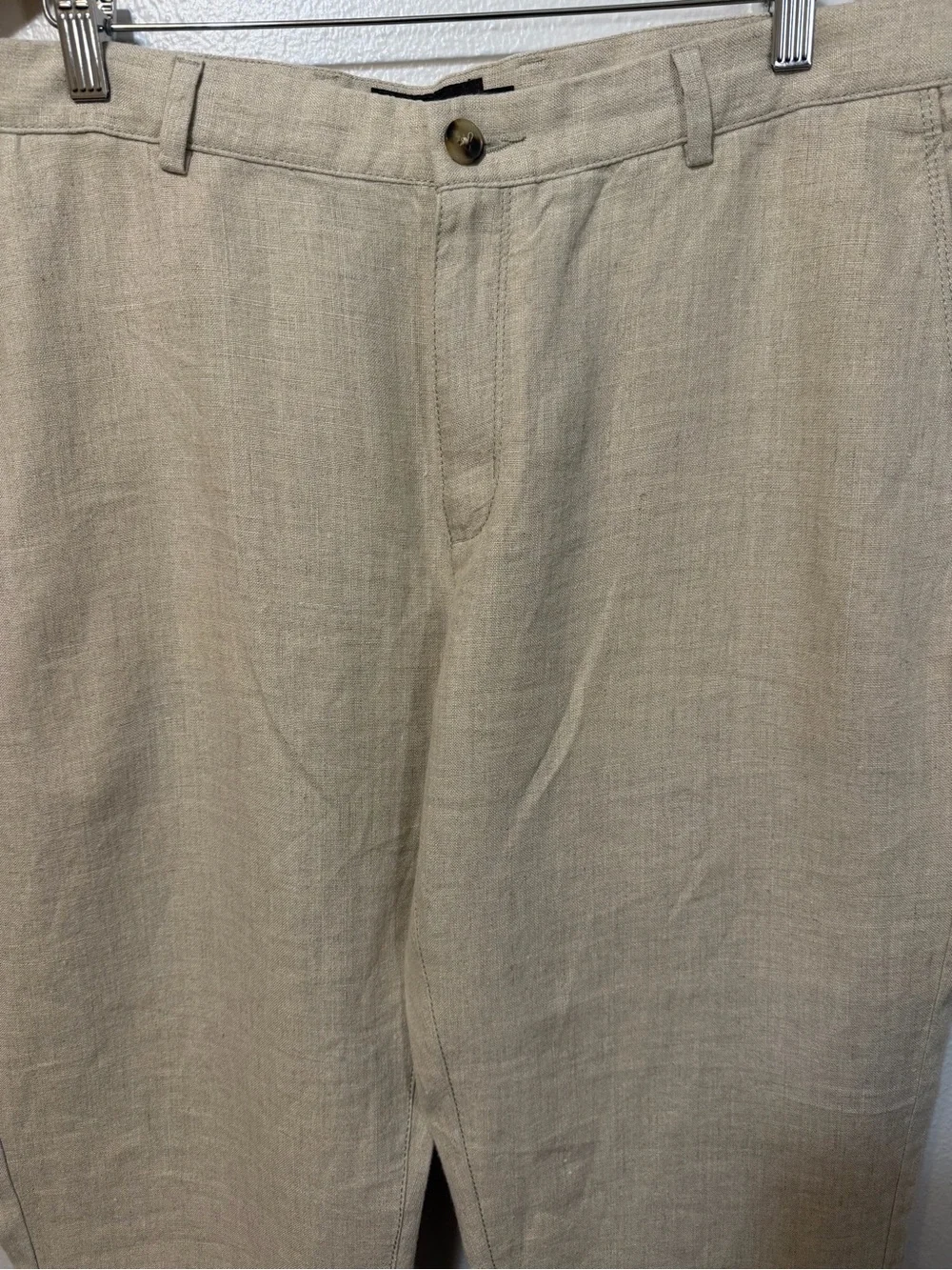 Black Brown 1826 Men's Beige Linen Dress Pants 36x30 Tailored Fit Straight Leg